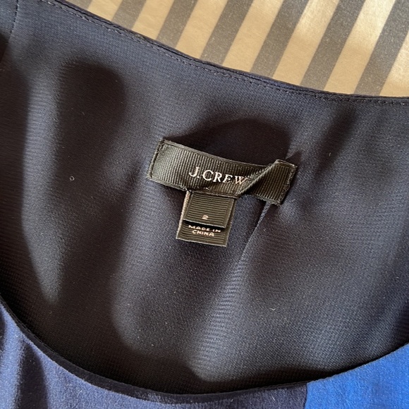 J.CREW SILK COLOR BLOCK SLIP DRESS - Navy and Cobalt Blue Print - Size 2 - Picture 5 of 7